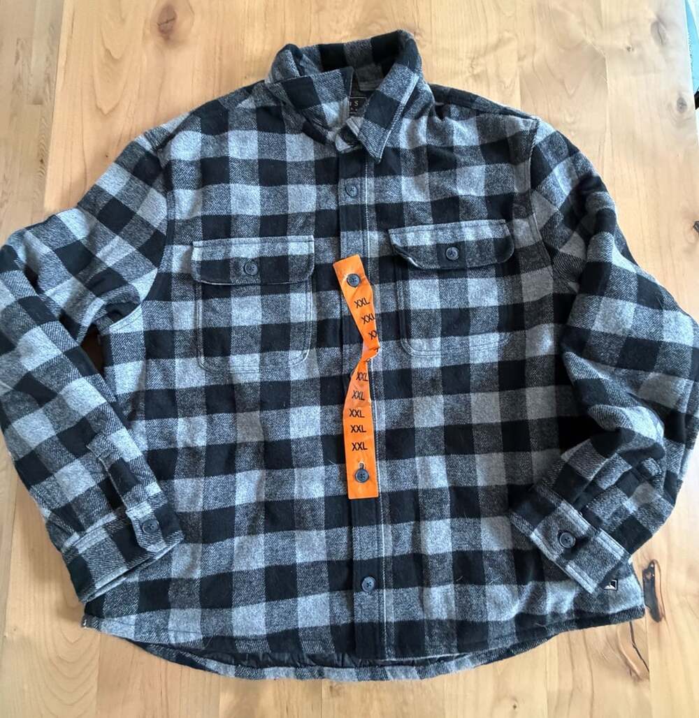 Jachs New York Buffalo Check Plannel Shacket Size XXL Gray Black